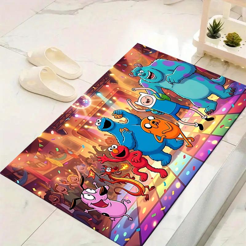 1Pc Adventure Time Party Rug, Office Carpet Indoor Outdoor Doormat, Non-Slip, Comfortable, Living, Christmas Halloween, Xmas Gift Y1673