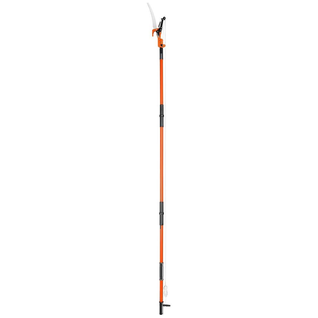 Manual Pole Saw, 7.3-27 ft Extendable Tree Pruner, Sharp Steel Blade and Scissors High Branches Trimming, Branch Trimmer with Lightweight 8 Fiberglass