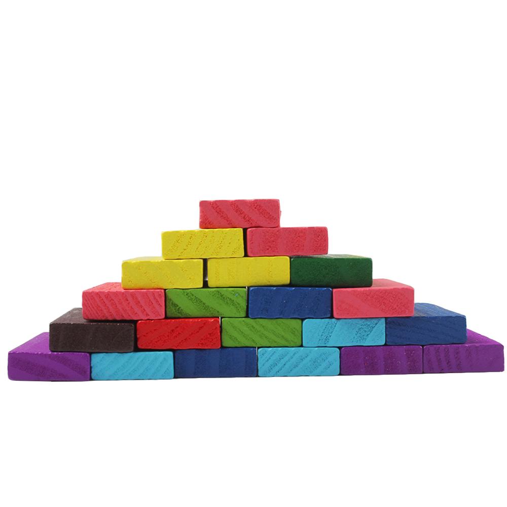 100Pcs Domino Wooden Tower Building Blocks Toy Rainbow Color Early Intelligence Education Blocks