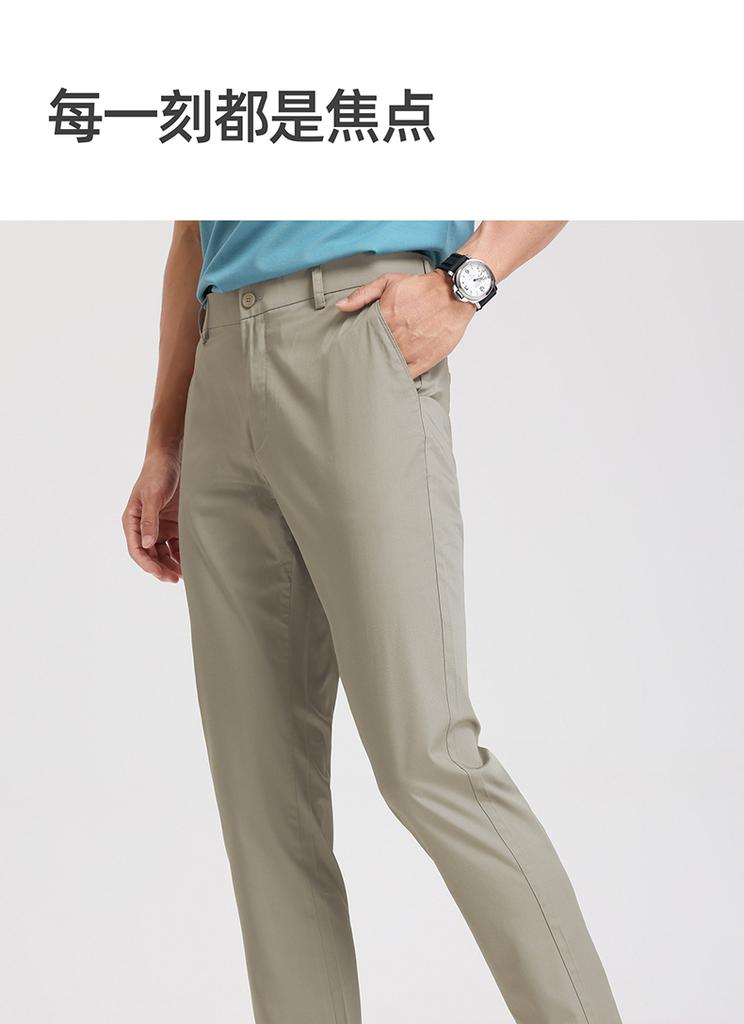 Langdeng Men's Summer Business Leisure Silk Linen Blended Refreshing Straight Leg Pants