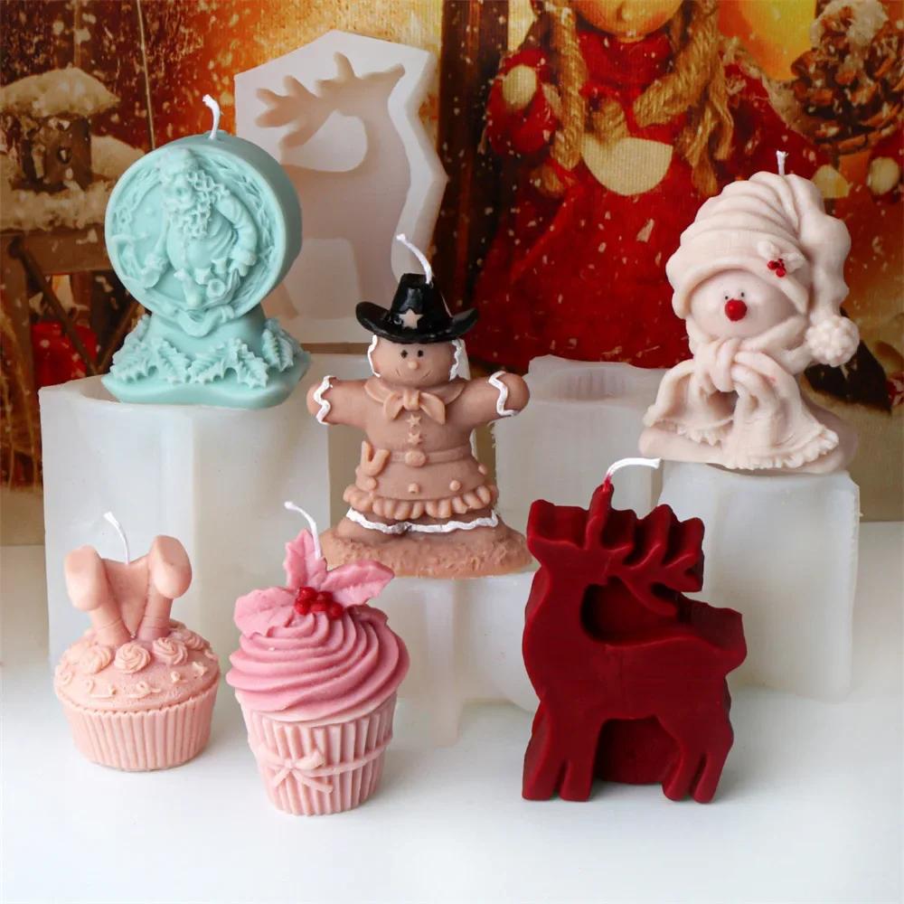 3D DIY Форма для свечи «Санта-Клаус» из силикона, Форма для свечи «Снежный колокольчик», «Лось», Форма для смолы «Рождественская елка», Рождественский подарок