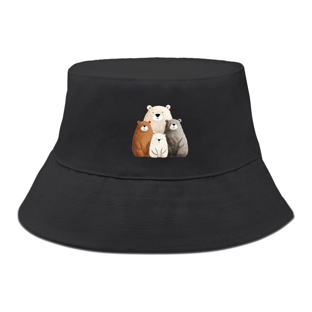 Панама с принтом семьи медведей, женская кепка с животными, конфетного цвета, унисекс, повседневная, шляпа для рыбалки