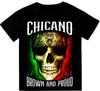 Мужская футболка с принтом 'Chicano Brown And Proud' (Чикано Коричневый И Гордый) на тяжелой футболке Shaka, Унисекс