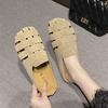 Baotou Half Slippers Women's Summer Outer Wear 2025 New Retro Woven Hollow Breathable Comfortable Flat Bottom Lazy Sandals