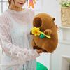Brown Capybara Plush Doll Fluffy Capybara Stuffed Doll Lovely Flower Capybara Plush Toy  Birthday