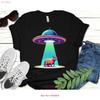 Capybara Alien Abduction T Shirt Cartoon Cute For Lovers Gifted Vintage Casual Fashion Soft Stretched Comfortable