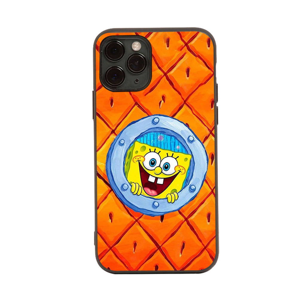 PB8 SpongeBob Cartoon Black Sofe Case for Samsung Note 20 Lite S24 Ultra S23 A03 A05 A06 A11 A71 A15 A16 A13 A24 A25 A33 A52 A53 A50 M55 M35 Plus