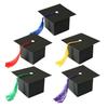 50Pcs Graduation Hat Candy Boxes with Tassels Square Chocolate Goodies Snack Paper Storage Boxes Party Favors Treat Packaging Boxes