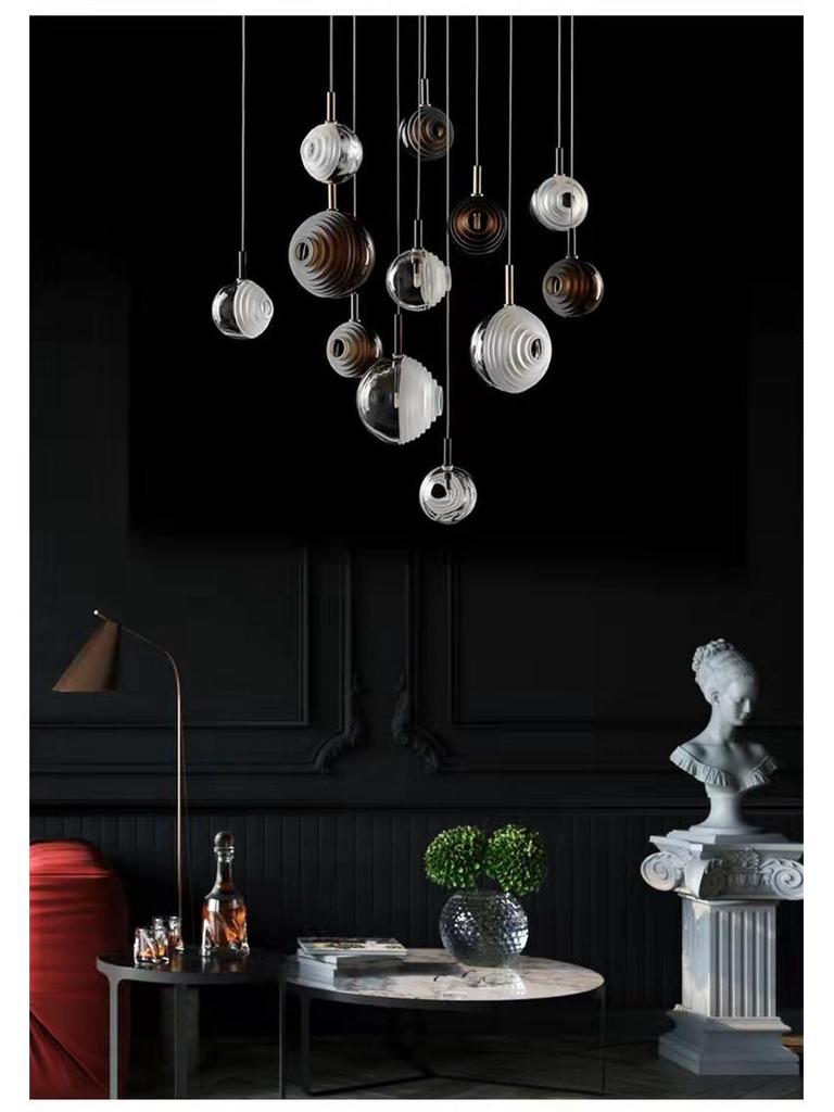 Постмодернистский Минималистичный Стеклянный Подвесной Светильник в Полоску для Гостиной, Кафе, Спальни, Лестницы и Выставочного Зала