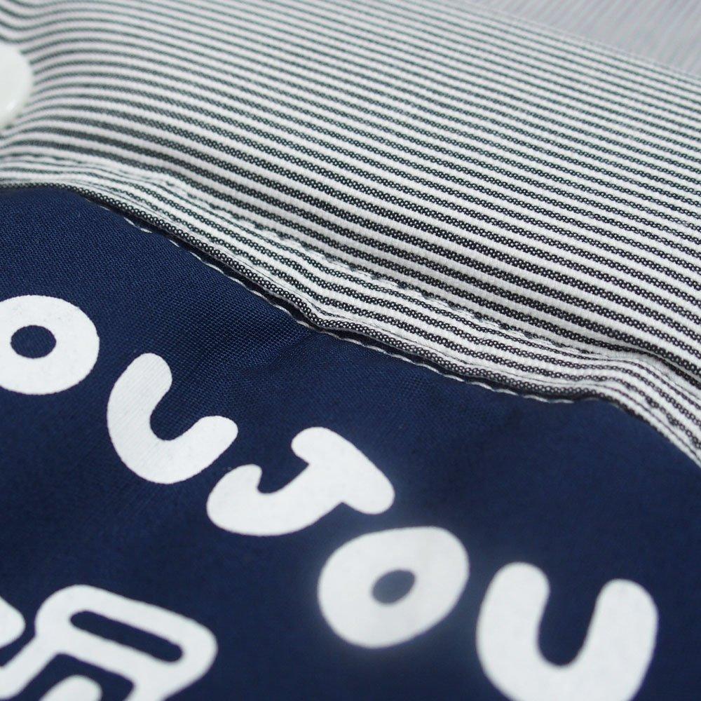 Traditional baby carrier made in Simple dungaree with stripes and Japan. navy.