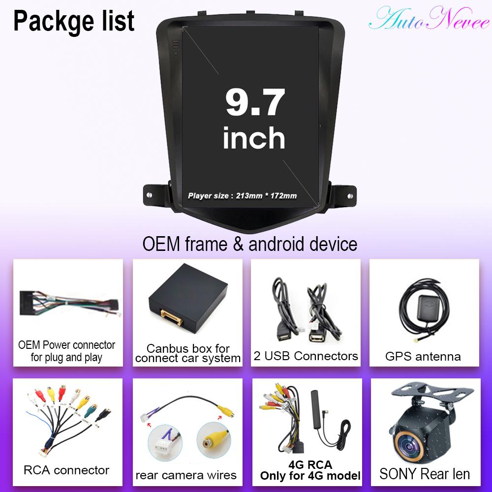 Для Chevrolet Cruze 2008-2012 9,7-дюймовый 2-Din экран Carplay Android 14 автомобильное радио мультимедиа видеоплеер навигация головное устройство стерео