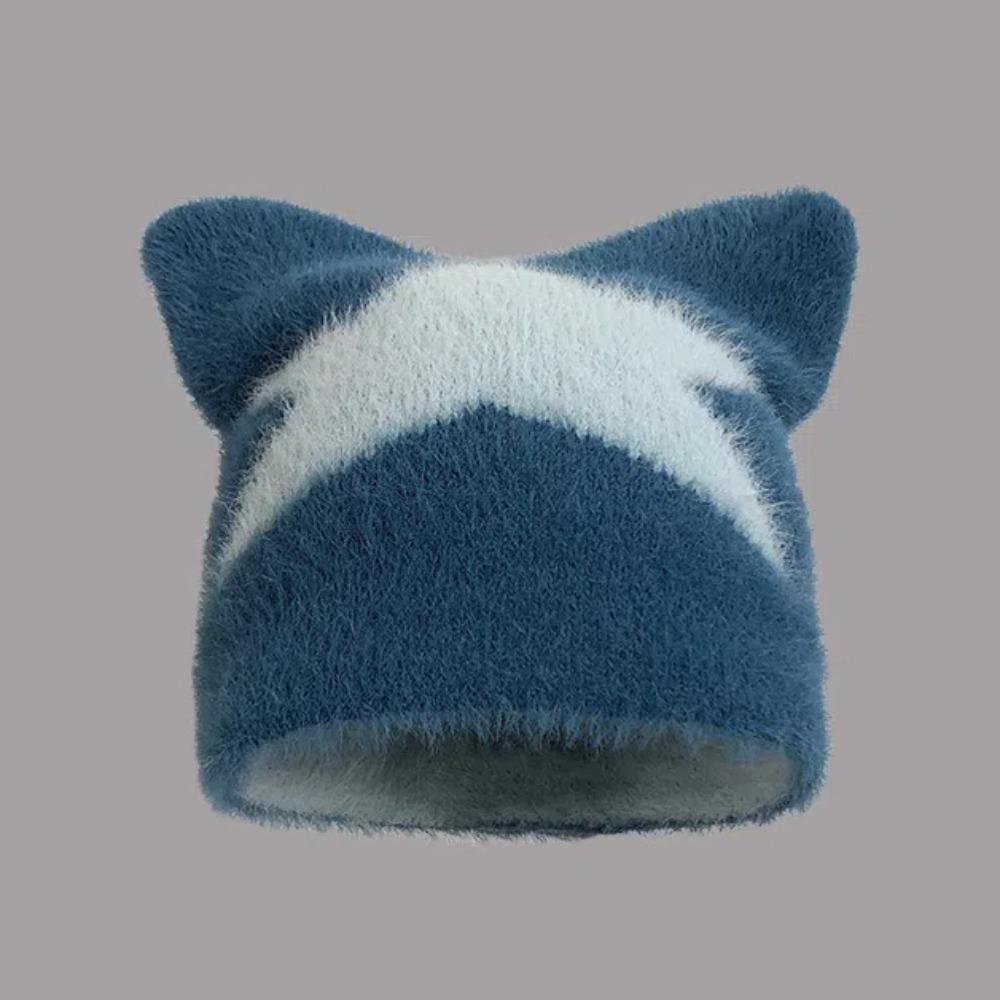 Korean Style Knitted Pullover Hat Star Brimless Beanie Cap Versatile Cat Ear Woolen Hat Autumn