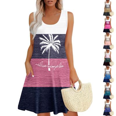 Женские летние платья, свободные сарафаны без рукавов с U-образным вырезом и карманами