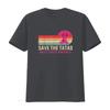 Womens Retro Vintage Save The Tatas Breast Cancer Awareness Ribbon T Shirt Black 2X Large vintage Washed Casual Breathable