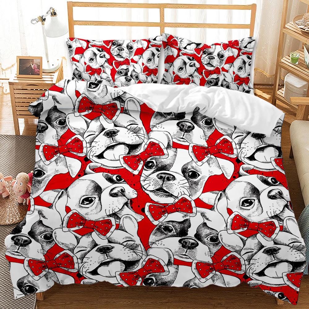 Abstract animal three-piece bedding 3D digital printing quilt set