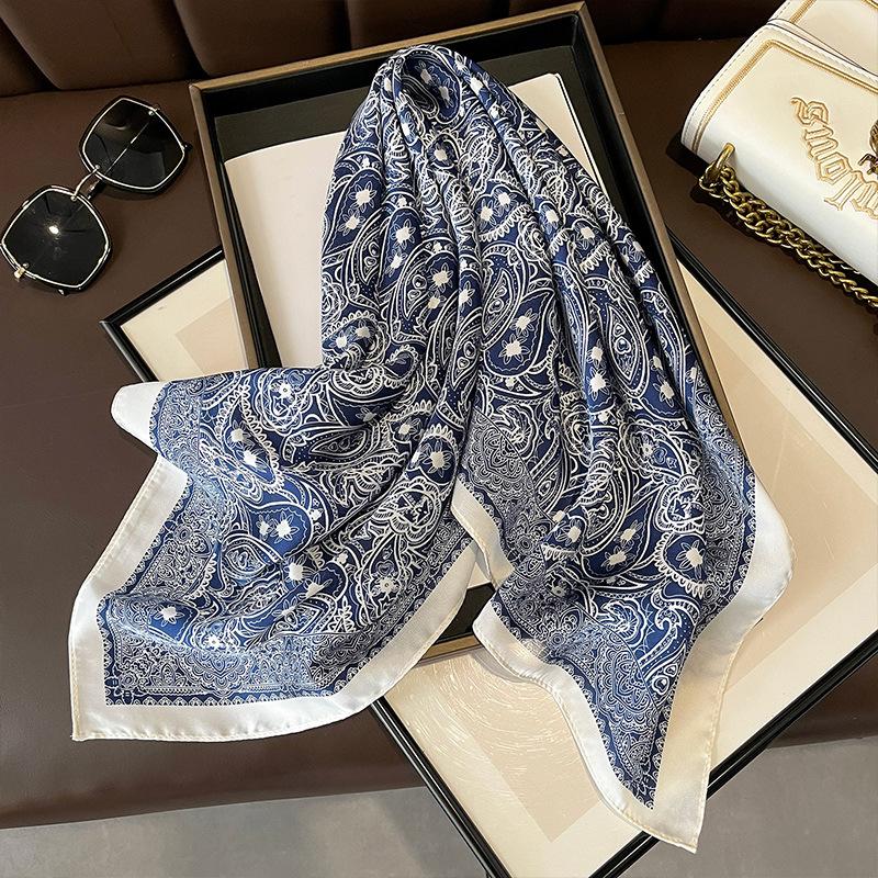 1pc Square Scarf Women‘s Satin Bandanna Print Bag Scarves Head Band Fashion Lady Hair Shawl Wrap Female Neckerchief Hijab
