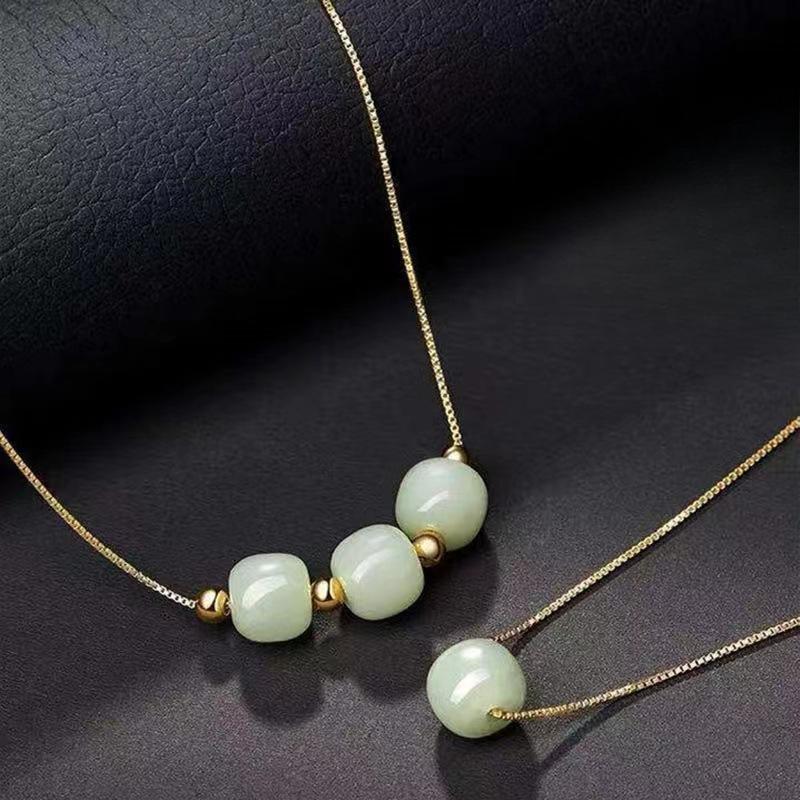 Hetian Jade Three Life Three World Ожерелье Bucket Beads Нефритовый кулон Нефритовые украшения Подвесной светильник Роскошная ниша Высокое качество Ощущение