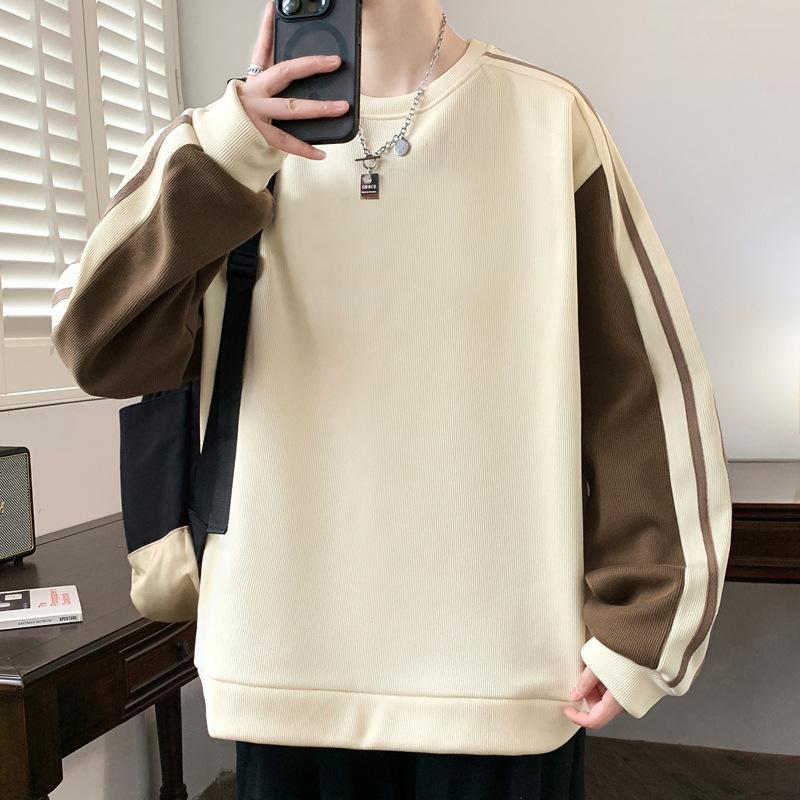 Осенний свитшот большого размера, мужской свободный с круглым вырезом, большого размера, плюс толстый топ, модная повседневная куртка