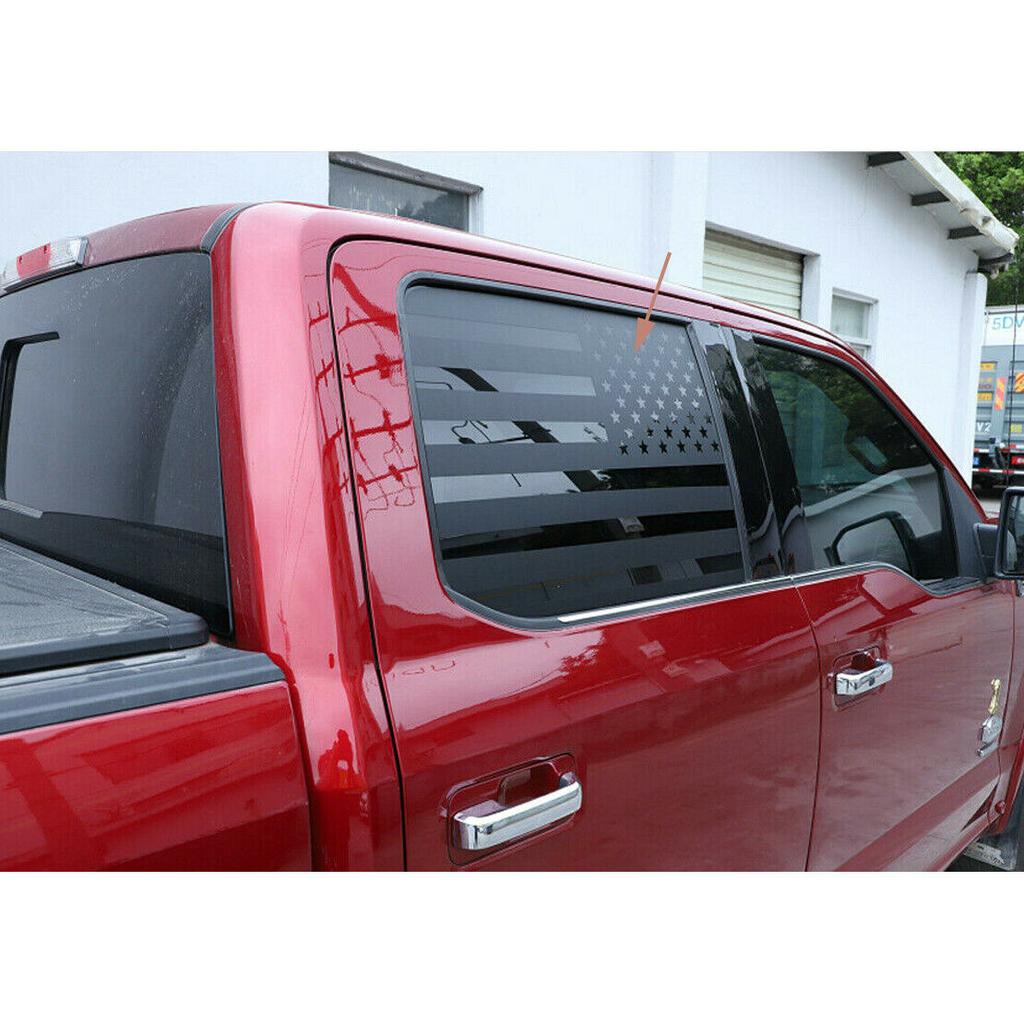 2x Black Rear Side Window Trim Stickers USA Flag Decal For 15-22 Ford F-150 F150
