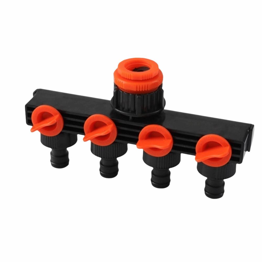 Black and Red Pipe Splitter,garden Hose Splitter 4 Way Water Connector Garden Irrigation