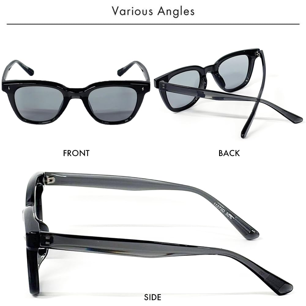 Солнцезащитные очки FashionBerry Shiny Black x Smoke Wellington для мужчин и женщин с легкими прозрачными линзами для защиты от УФ-лучей, стильные, 99% защита, оправа, унисекс,