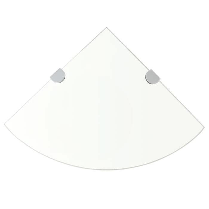 Corner Shelf - vidaXL - Clear Glass - 35 X 35 Cm - Chrome Supports - 8 Mm Thickness