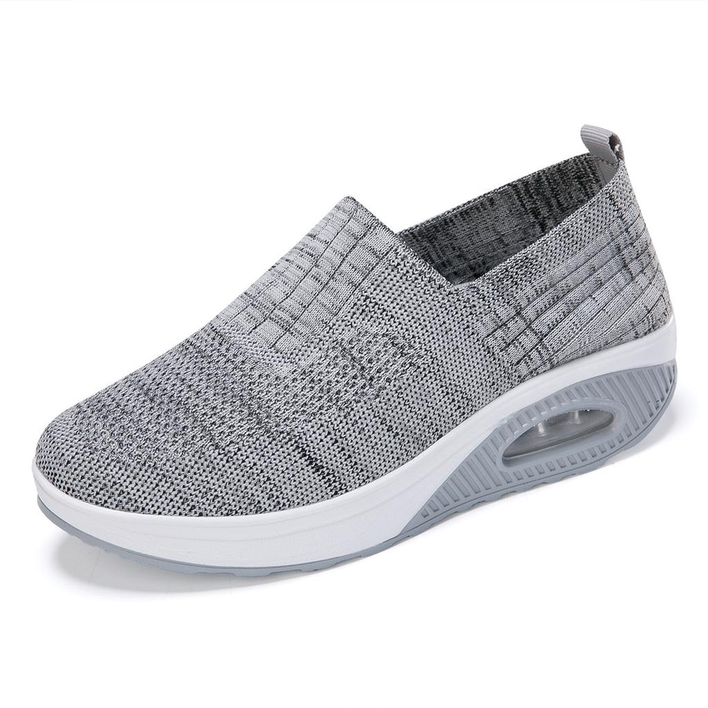 Новые большие размеры, дышащие и легкие женские туфли на воздушной подушке, спортивная и прогулочная обувь на высокой платформе, летающие плетеные туфли-качалки