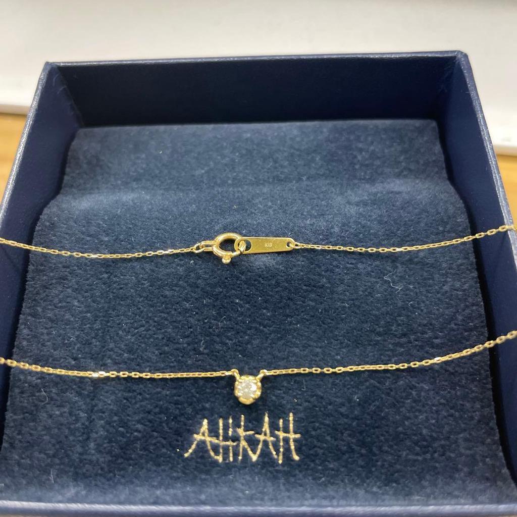 Used AHKAH k18 Diamond Tear Necklace