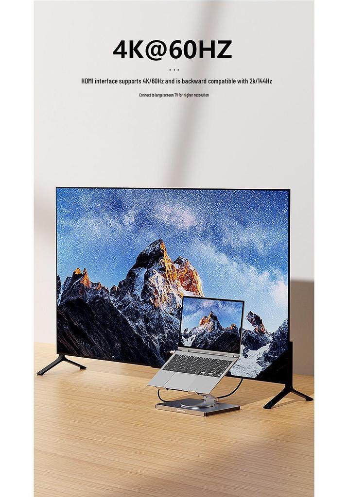 Вращающаяся складная док-станция для ноутбука с портами HDMI, Gigabit Ethernet, USB 3.0 и расширением-подставкой для планшета