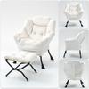 Lazy Chair, Comfy Chairs with Foldable Footstool and a Side Pocket, Simple Style Small Chairs for Bedroom Living Room Balcony