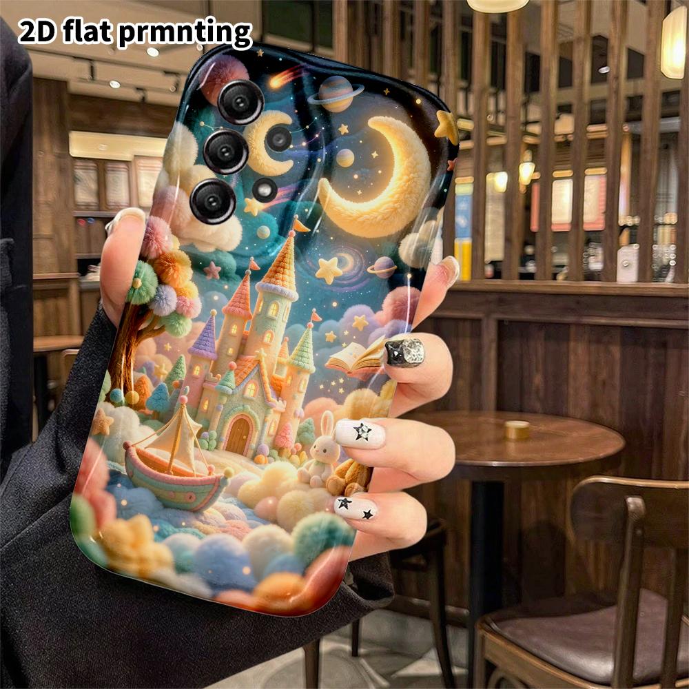 Phone Case: 2D flat, suitable for Samsung Galaxy A34 A35 M05 M06 S20 S22 S21 FE Plus 5G protective case, starry sky castle, perfect Christmas and Hall