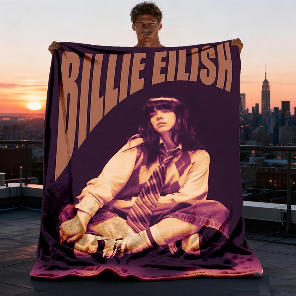 1 шт. Мягкое уличное одеяло Billie Eilish, ультраплюшевое, теплое, универсальное и простое в уходе для кемпинга и