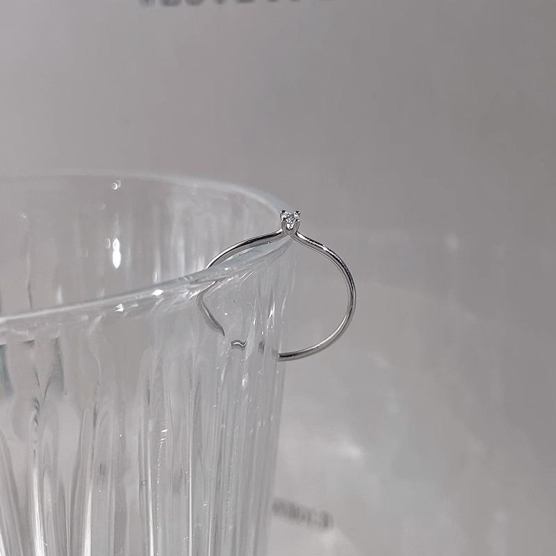 Zircon Ring Women's Fashion Simple Thin Ring Single Diamond Ring Opening Adjustable Index Finger Tail Ring