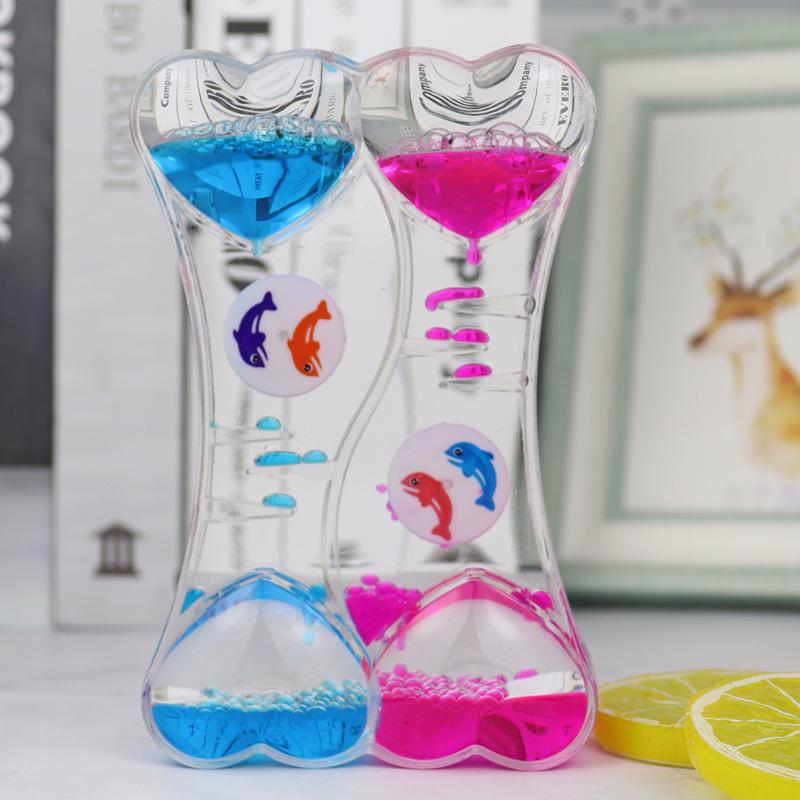 Двухцветный жидкий таймер-песочные часы: Орнамент «Персиковое сердце-вертушка» — Идеальный новогодний подарок для студентов