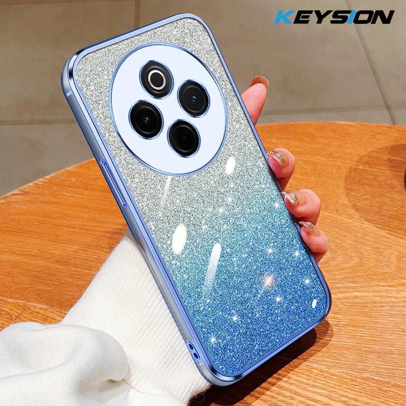 KEYSION Роскошный чехол-бампер с покрытием и блестками для IQOO Z10 5G, прозрачный, из мягкого ТПУ, противоударный задний чехол для IQOO Z10