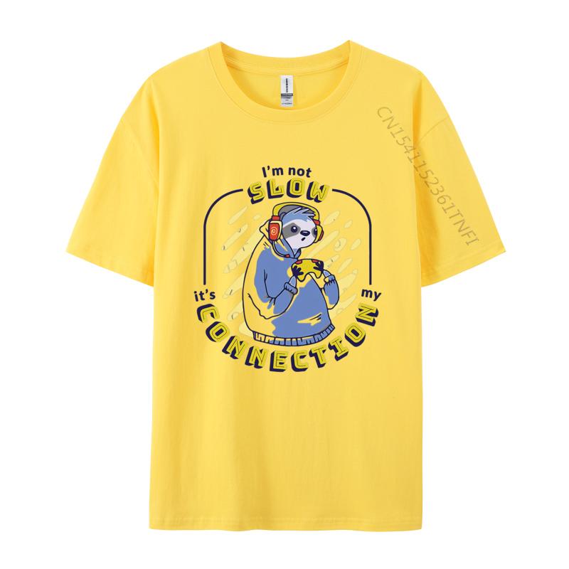 Slow Connection Sloth Gamer Funny Sloth Tshirts Men Clothess Tshirts Unique TShirt Cotton Gothic Animes Alternative