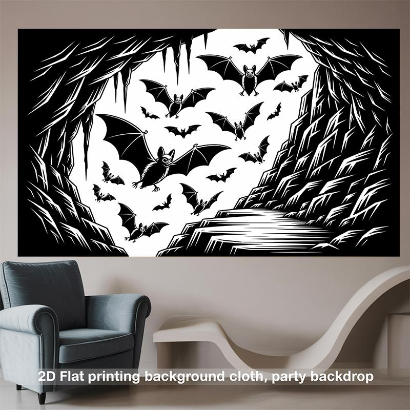 Halloween Backdrop Bat Cave Polyester Party Wall Decor