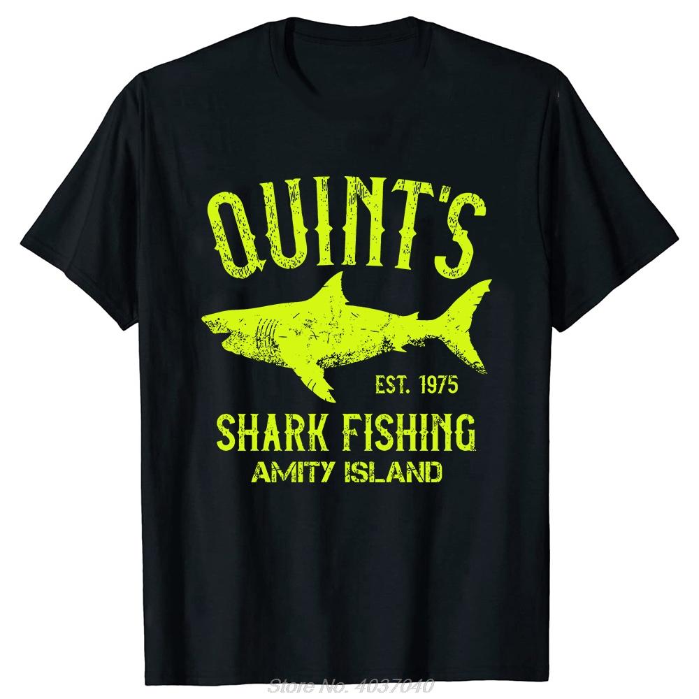 Quints Shark Jaws Amity Island 1975 Navy Tshirt Unisex Cotton Clothing Casual Basic T Shirt Oversized Fitness Tshirt Tees Tops