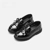 Girls' British Style Black Leather Princess Shoes with Soft Soles for Spring and Autumn