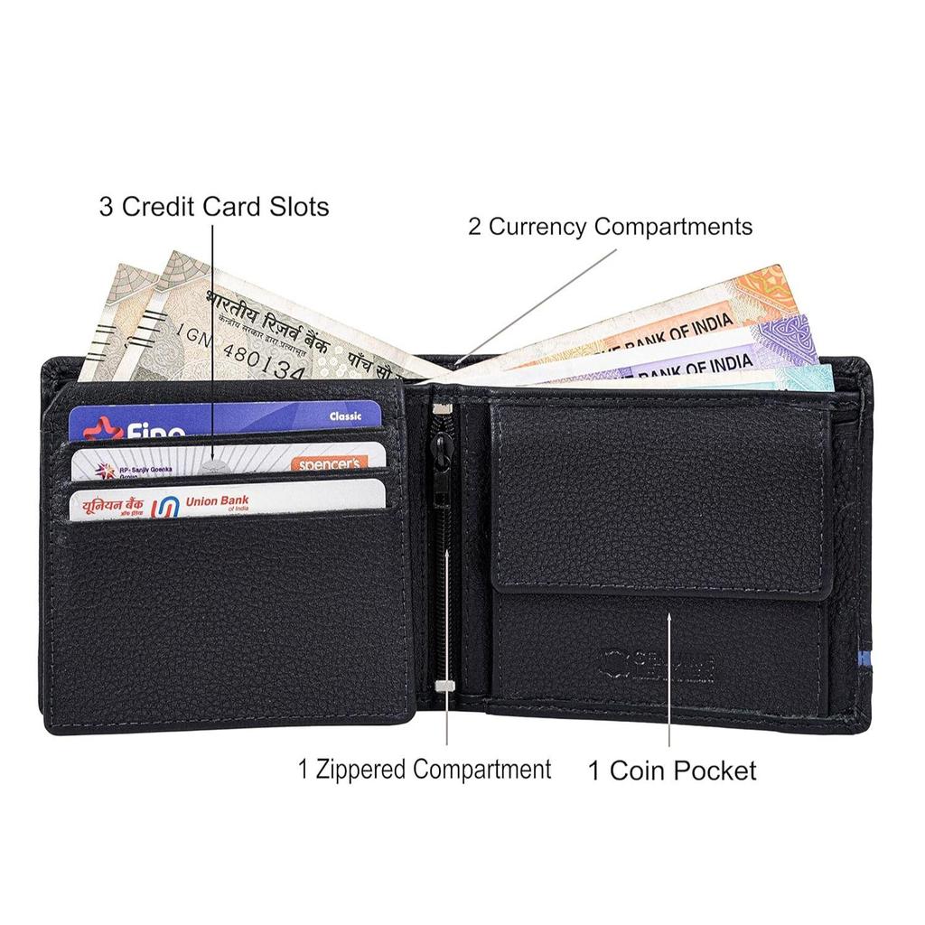 Мужской кожаный кошелек Stag черного/синего цвета