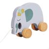 Baby Pull Along Toy Push and Cartoon Handmade Birthday Gift Early Learning Wooden Wheel