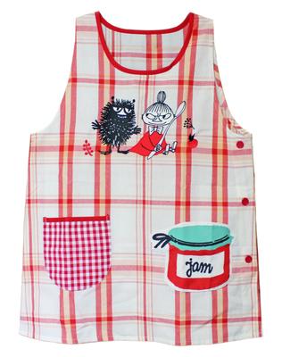Dyna Works Moomin Love Сторона Два для воспитателей детского сада Оранжевый фартук, Серия «Я Мумин», Пуговицы, Карманы, (Вонючий Чек, Красный)