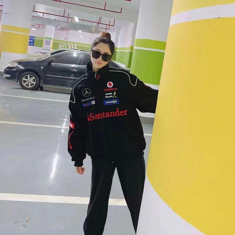 Американский ретро гоночный костюм F1: Мотоциклетная куртка с вышивкой