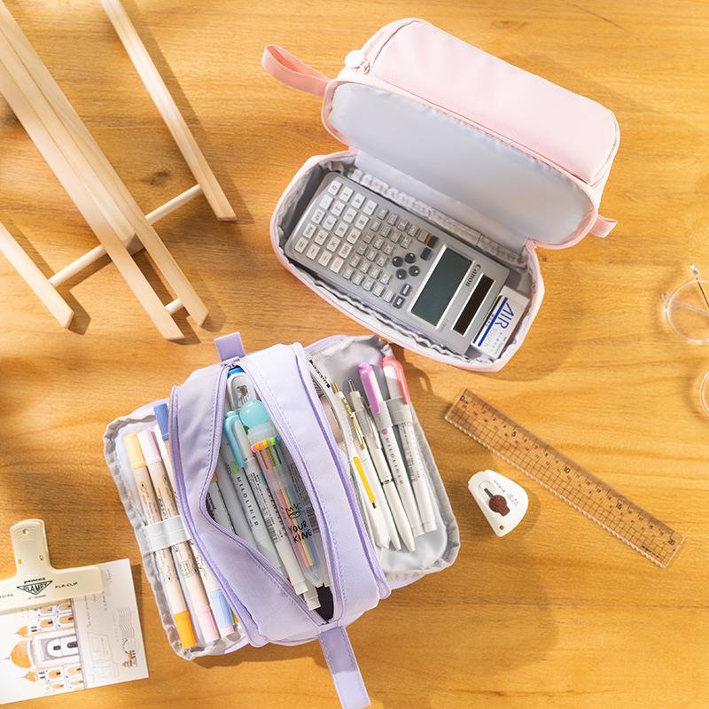 Сумка-карандаш Angoo с 4 перегородками, чехол для ручек, двусторонняя открытая сумка для хранения с удобной ручкой для канцелярских принадлежностей