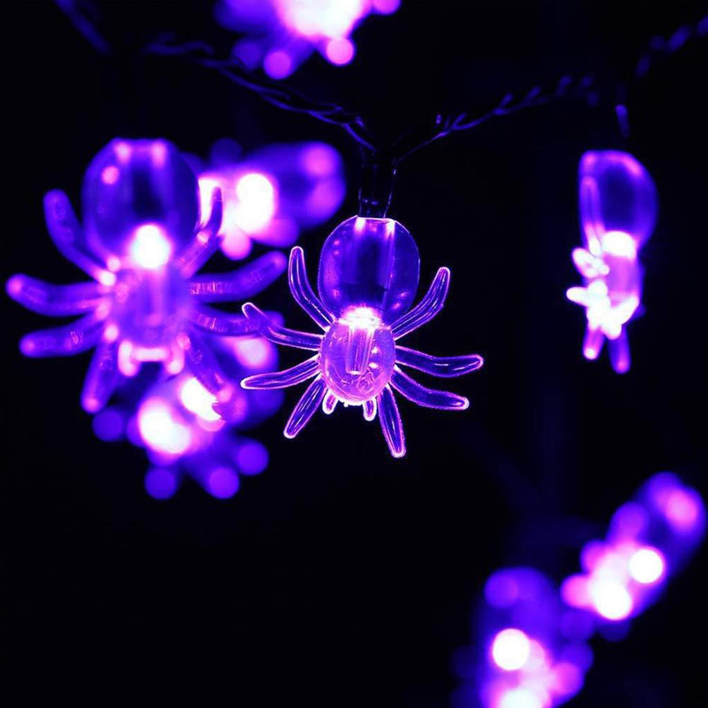 20FT 40LEDs Halloween String Lights Purple Spider Shaped Decorative Hanging Lights Waterproof