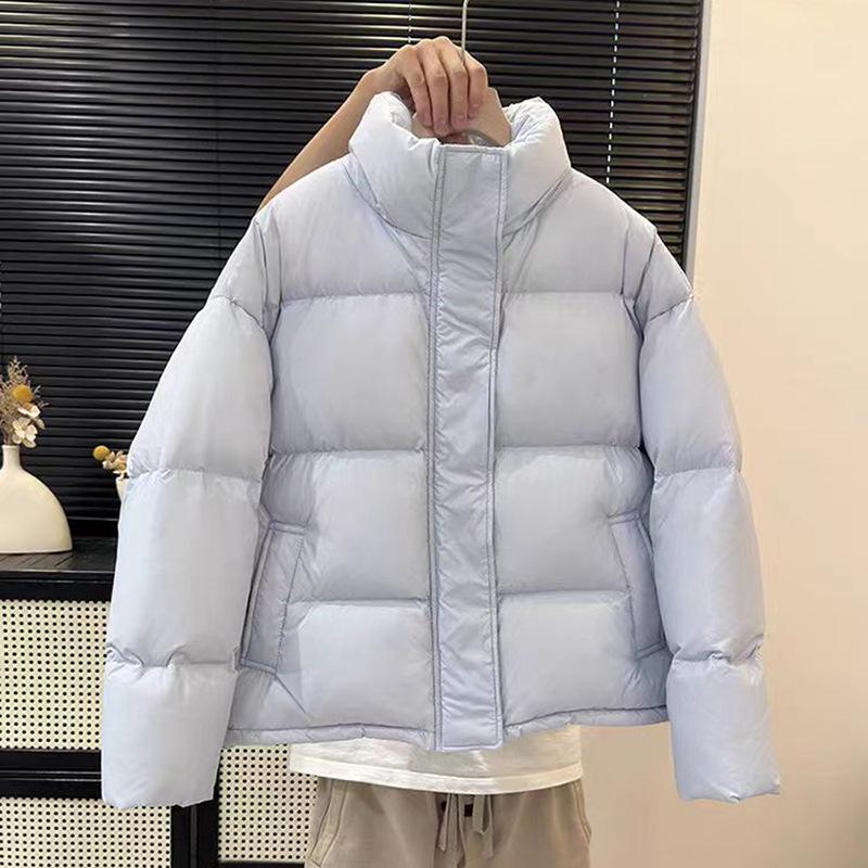 95% белого утиного пуха, высококачественная короткая женская куртка-пуховик 2024 года, зимняя, утолщенная, с воротником-стойкой, повседневная, теплая, для хлеба