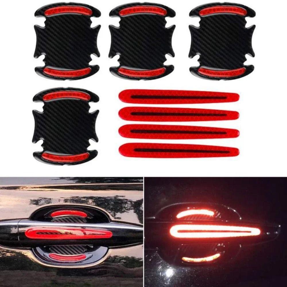 8Pcs/Set Self-Adhesive Car Door Guard Reflective Door Handle Protective Film  Driving Safety