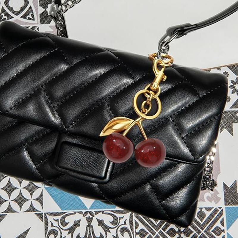 Модный брелок с красными вишнями, летние фрукты, вишня, кулон, брелок для женщин, мужчин, сумка, аксессуары