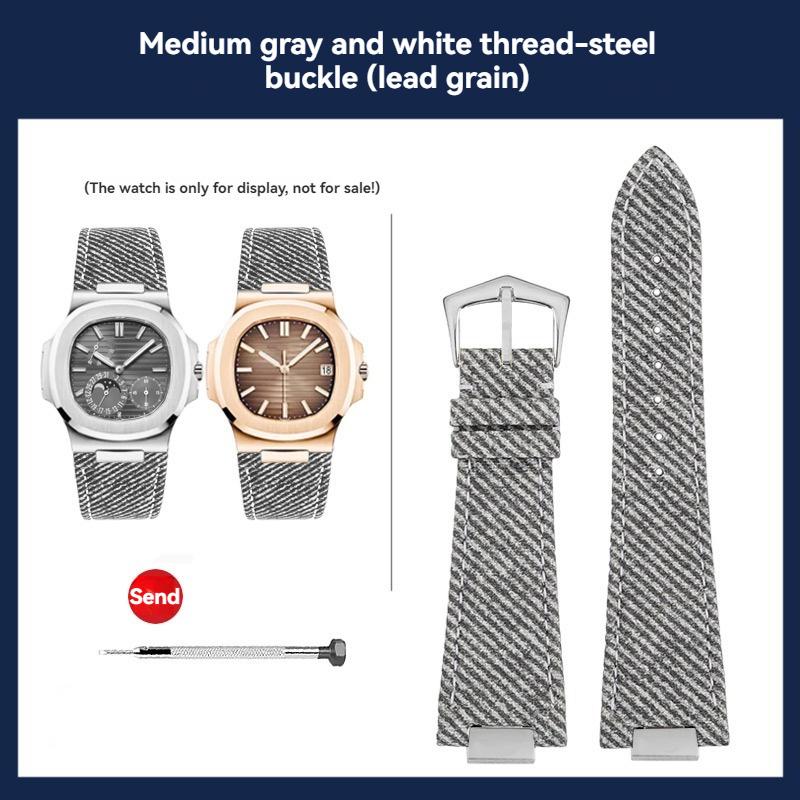 Нейлоновый ремешок Для PATEK PHILIPPE NAUTILUS 5711/5712G 5980 Холст Натуральная кожа Снизу Часовой ремешок Мужской Браслет Аксессуары