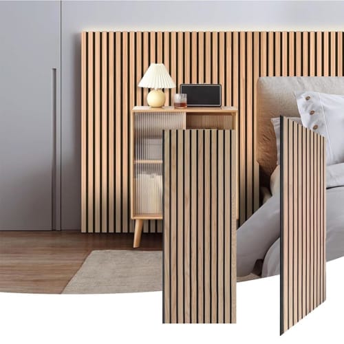 Jumei Sound-Absorbing Panels, Set of 2, Soundproofing Sheet, Sound-Absorbing Material, 120cm High X 32cm Wide X 22mm Deep, Natural Wood Wall Panels, W